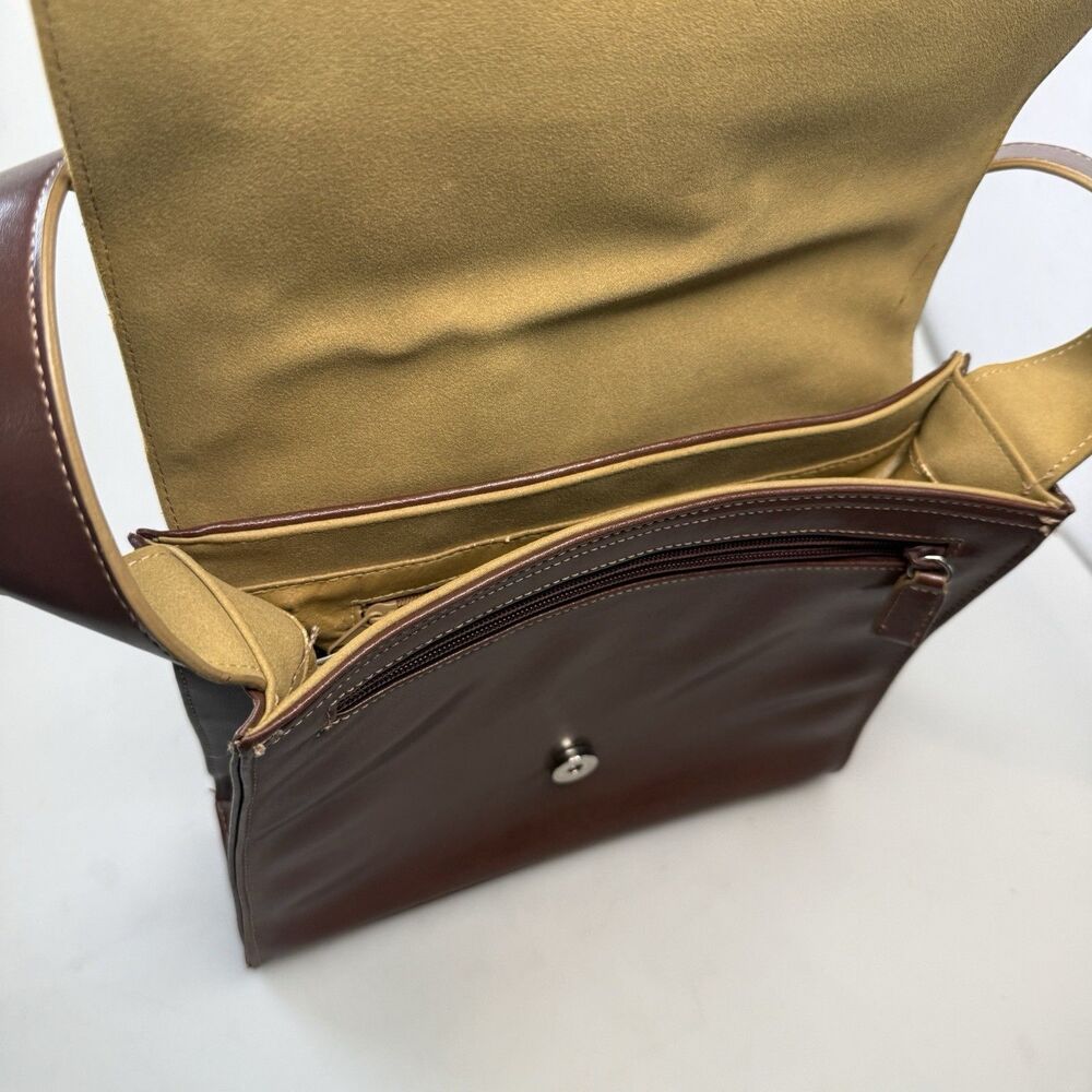 Vintage Mondani New York Brown Faux Leather Structured Shoulder Bag Purse EUC - Picture 6 of 15